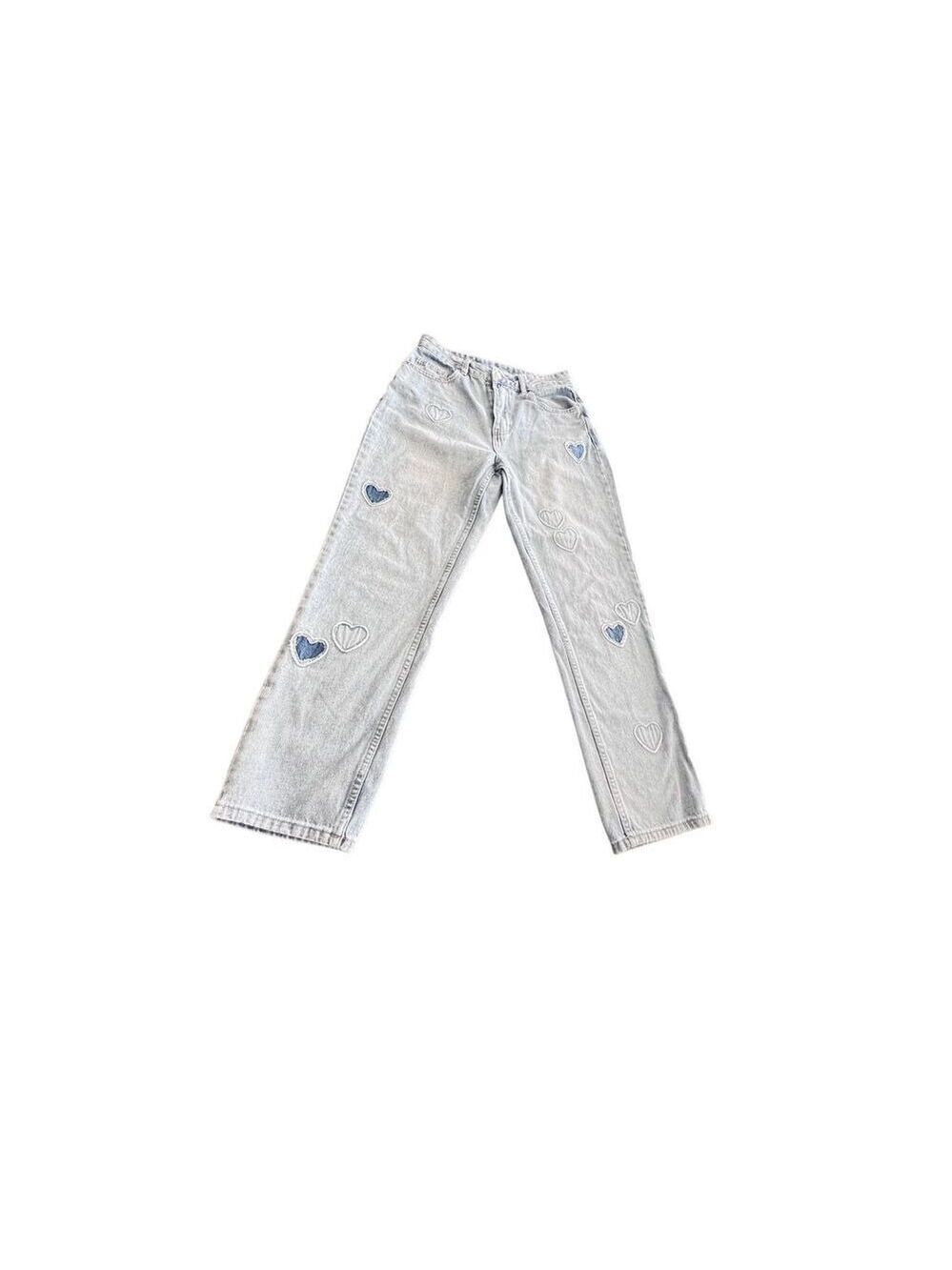 SHEIN ICON Heart embroidered jeans size M
